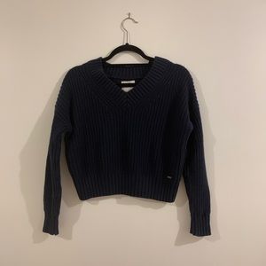 Hollister Navy Cropped Sweater